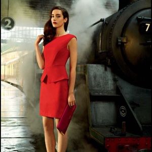 Ted Baker Red Peplum Evvie Sheath Dress New